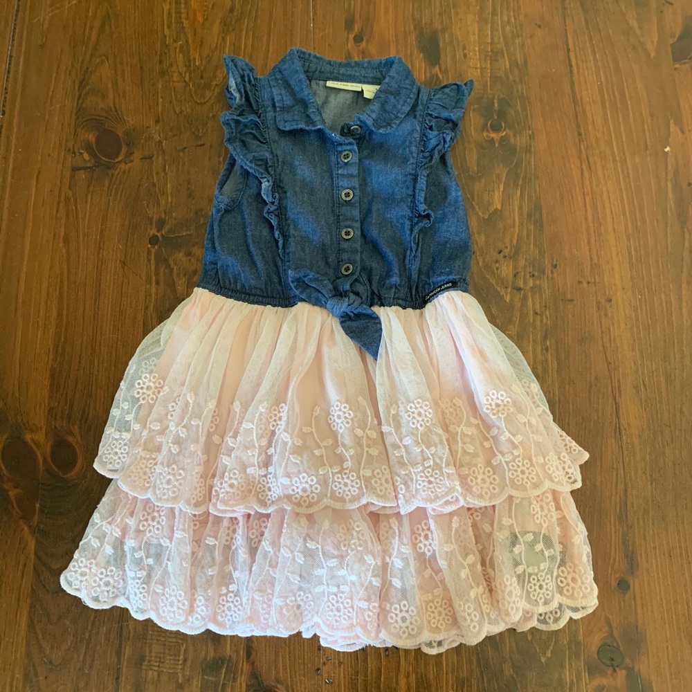 Calvin Klein Jeans Girls 4T Jean and Lace Dress